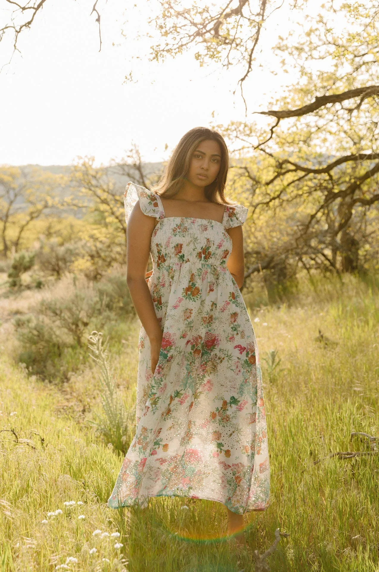 Jeana Embroidered Floral Maxi Dress