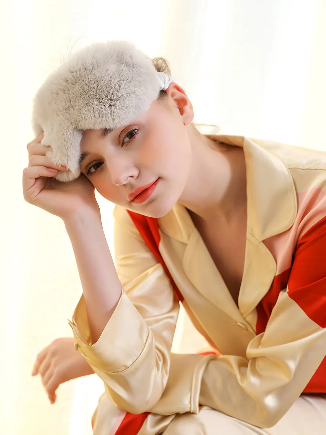 MDOG Fur Patchwork Silk Sleep Mask