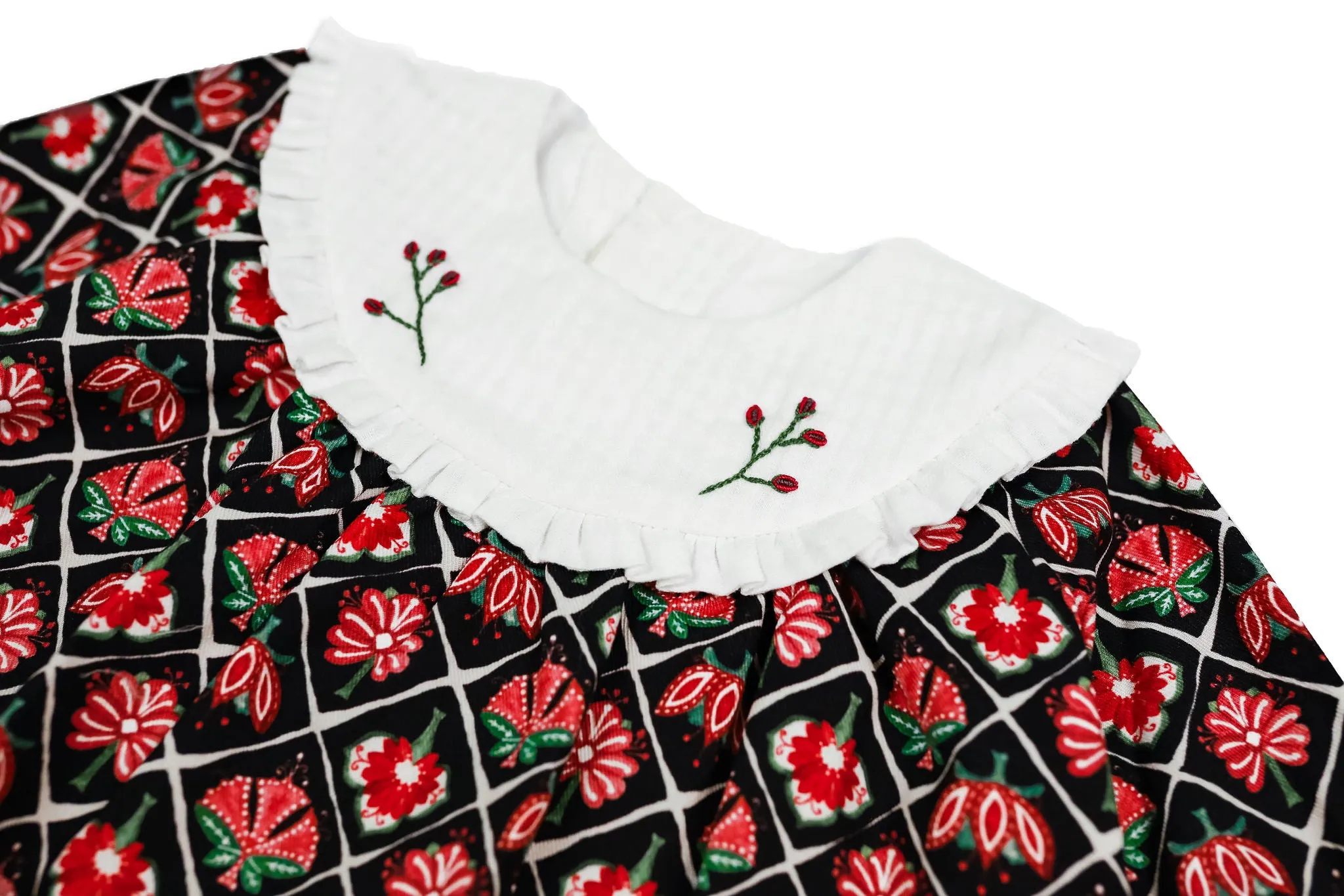 Milos Red & Black Printed Cotton Dress