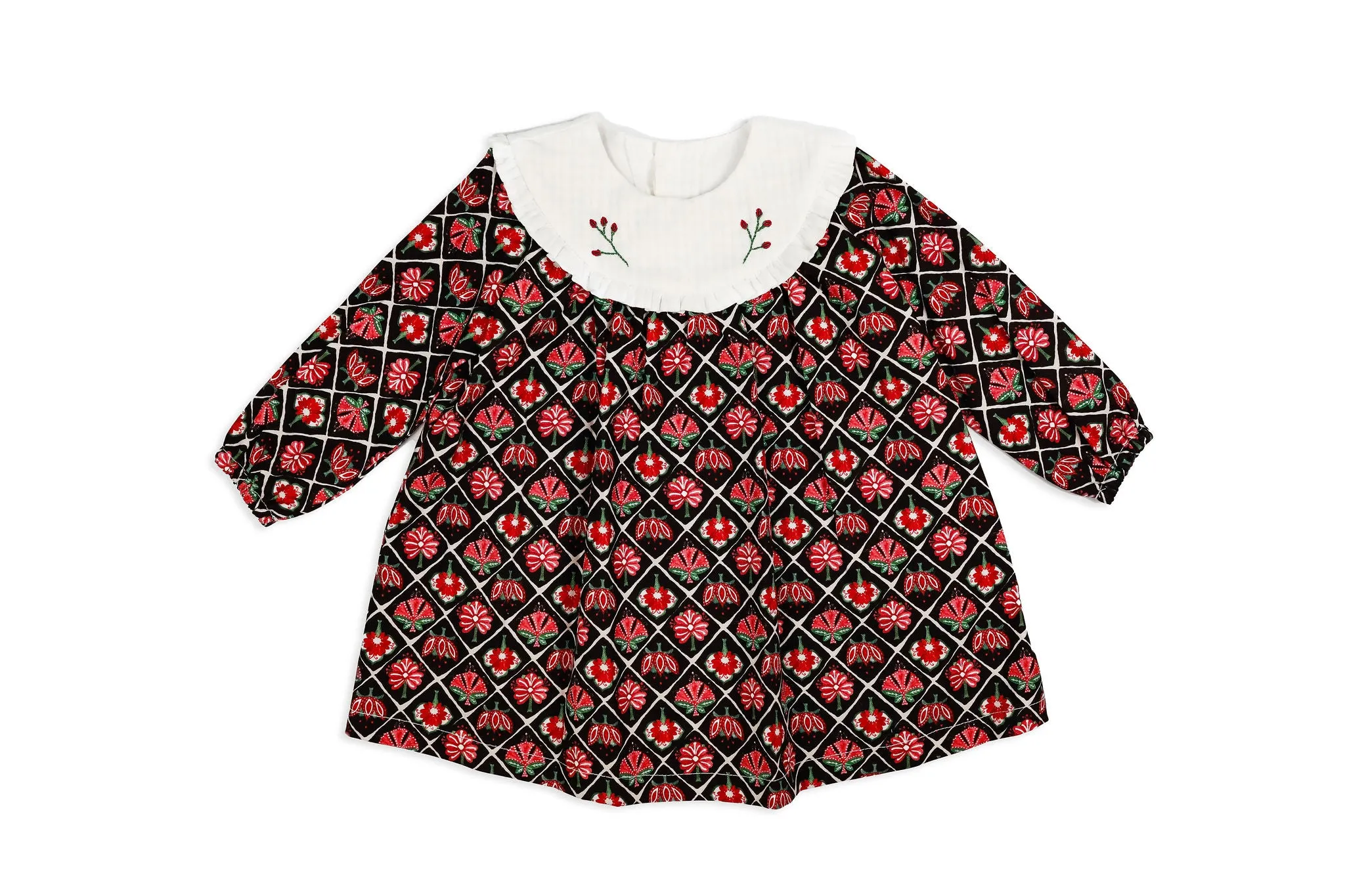 Milos Red & Black Printed Cotton Dress