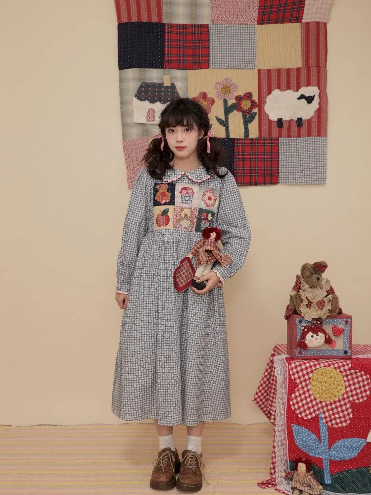 Plaid Printed Doll Neck Dress【s0000010350】