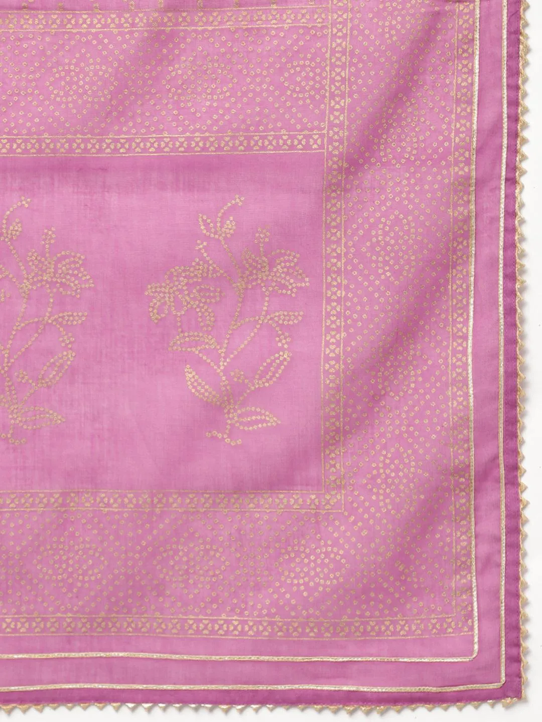 Purple Foil Print Cotton Sharara Set With Dupatta