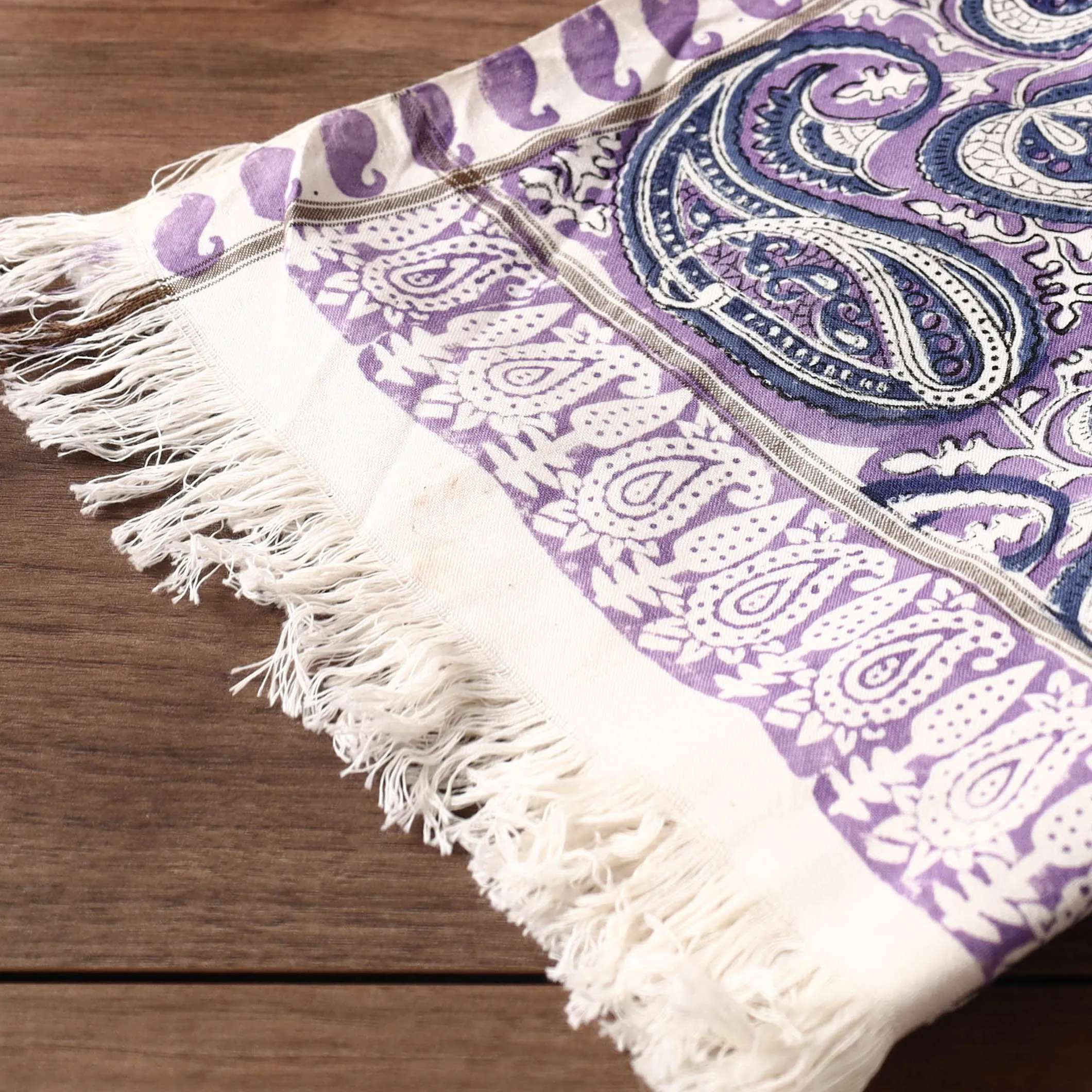 Purple - Sanganeri Block Printed Handloom Cotton Towel