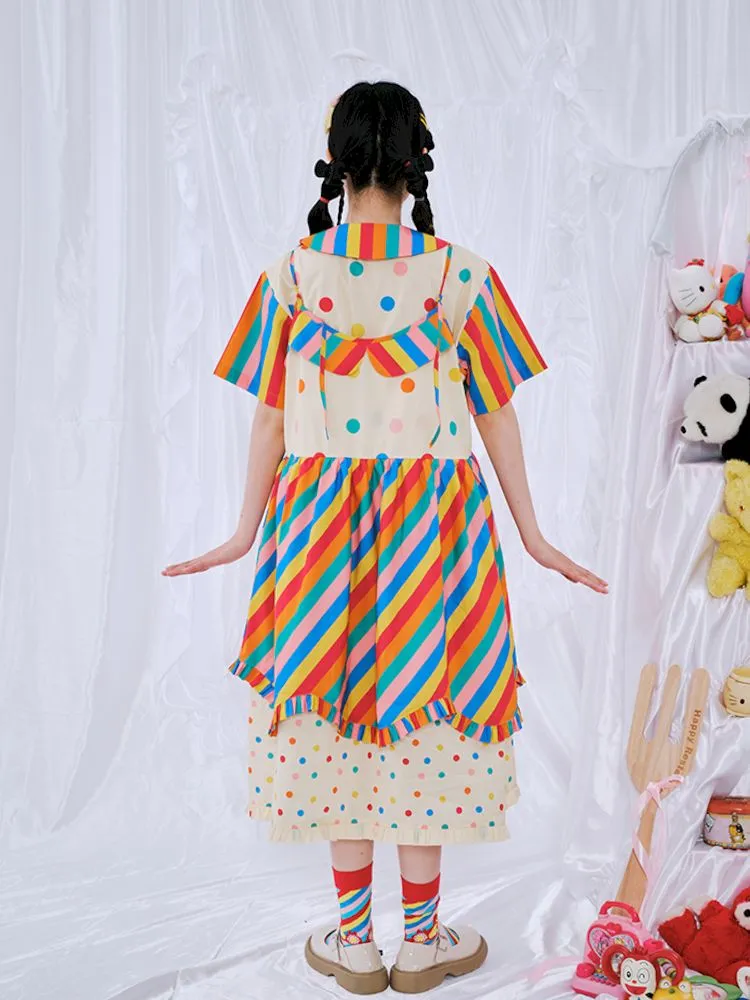 Rainbow Diary Printed Halter Dress【s0000009103】