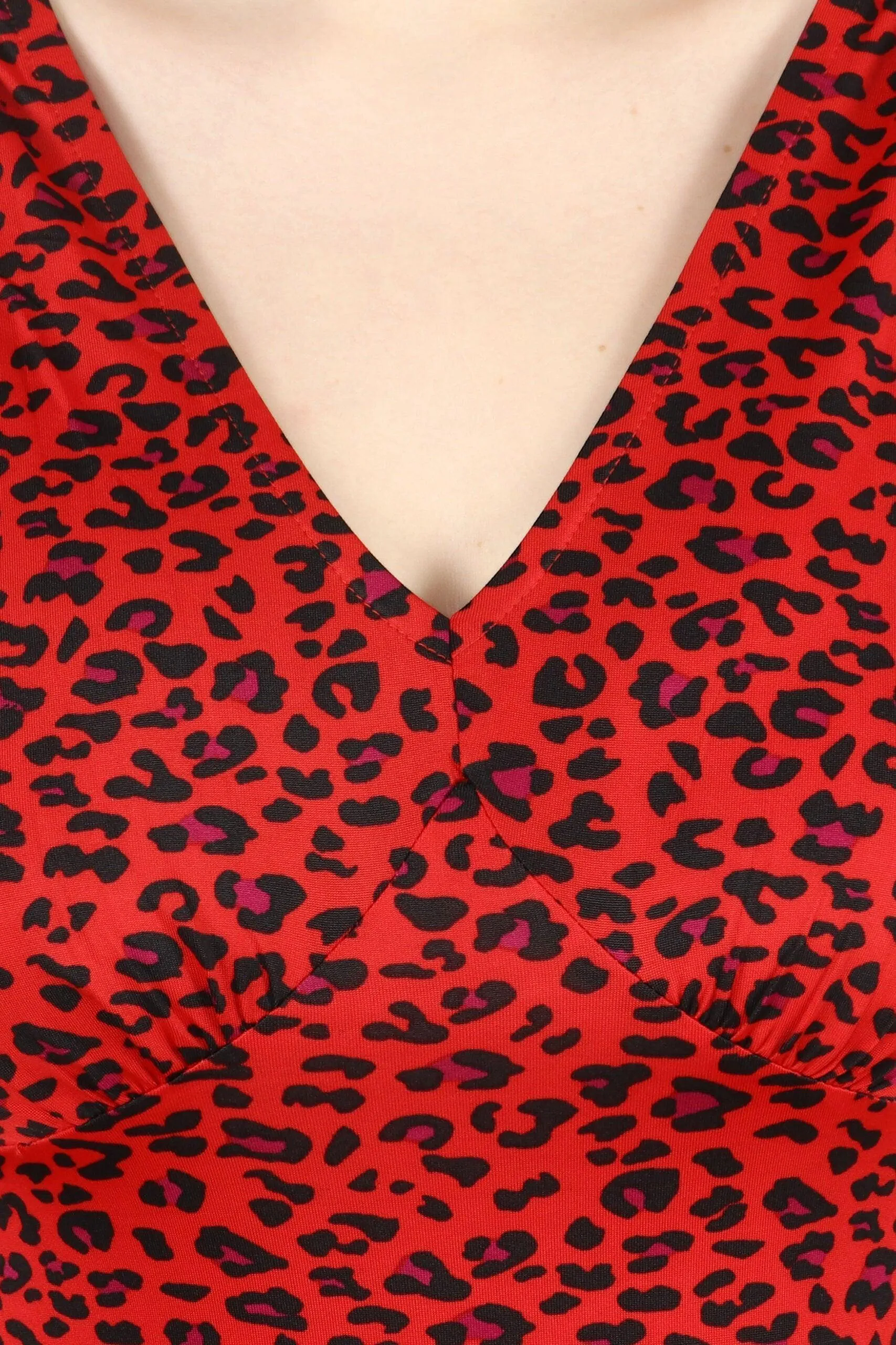 Red Animal Printed Knitted Dress
