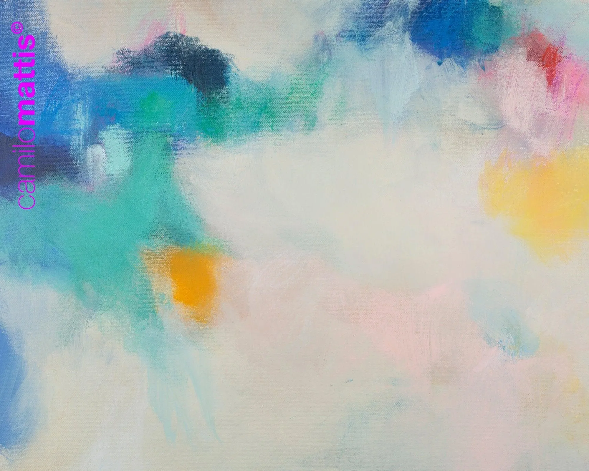 Teal abstract canvas prints, colorful extra large wall art print