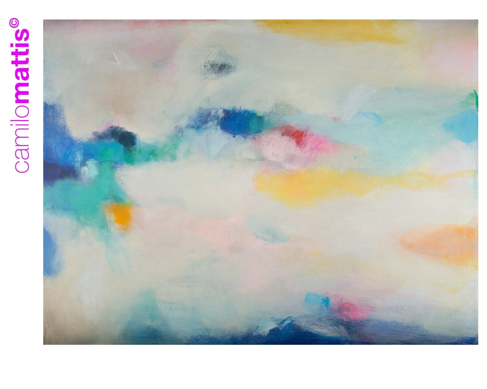 Teal abstract canvas prints, colorful extra large wall art print