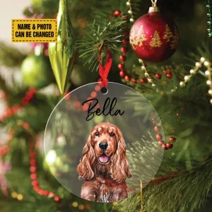Teesdily | Customized Acrylic Dog Portrait Hanging, Dog Watercolor Ornament, Christmas Tree Decoration, Car Accessories, Gift For Dog Lovers