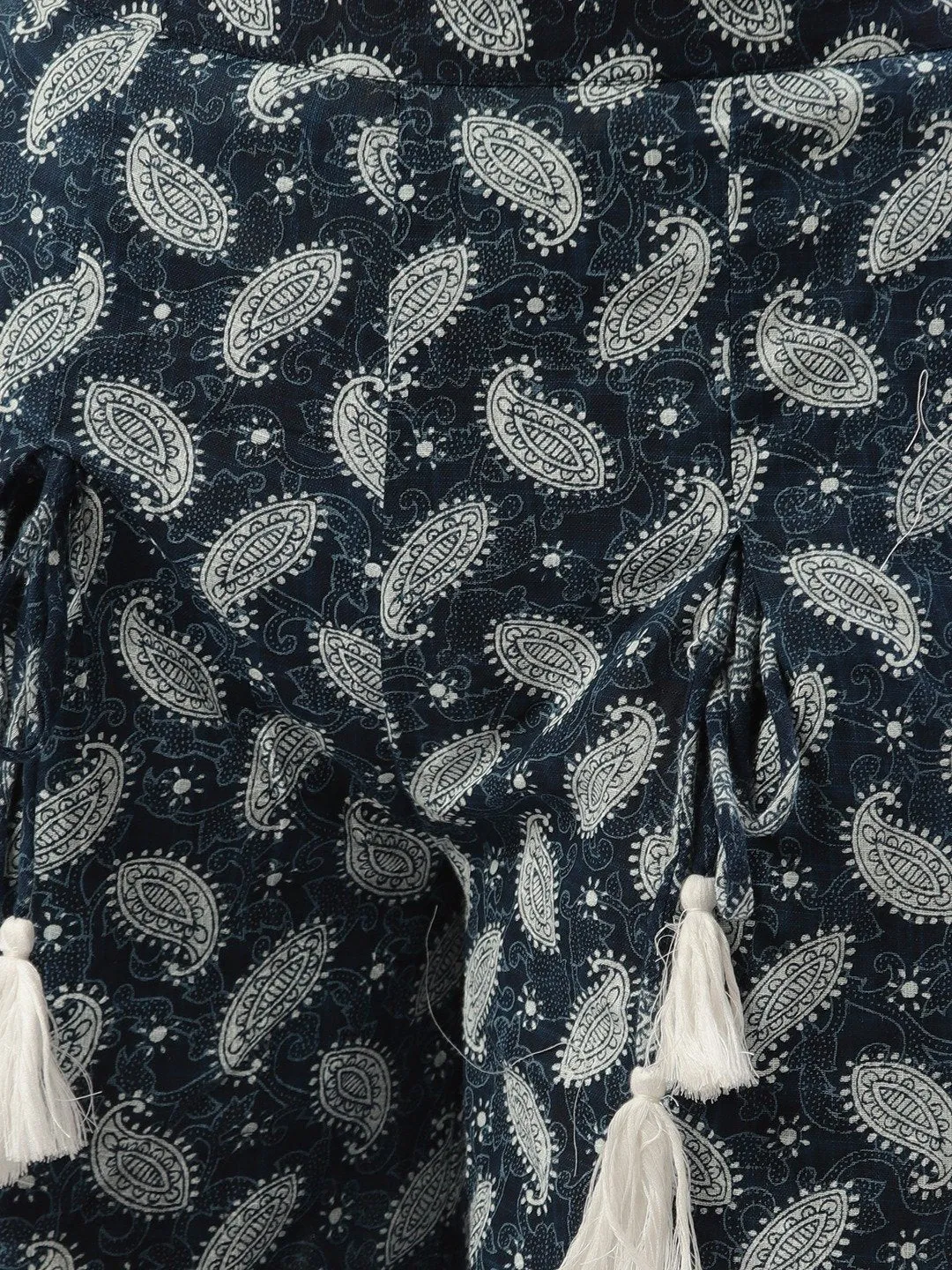 Women Indigo Blue Ethnic Motifs Printed Cotton Wide Leg Palazzo